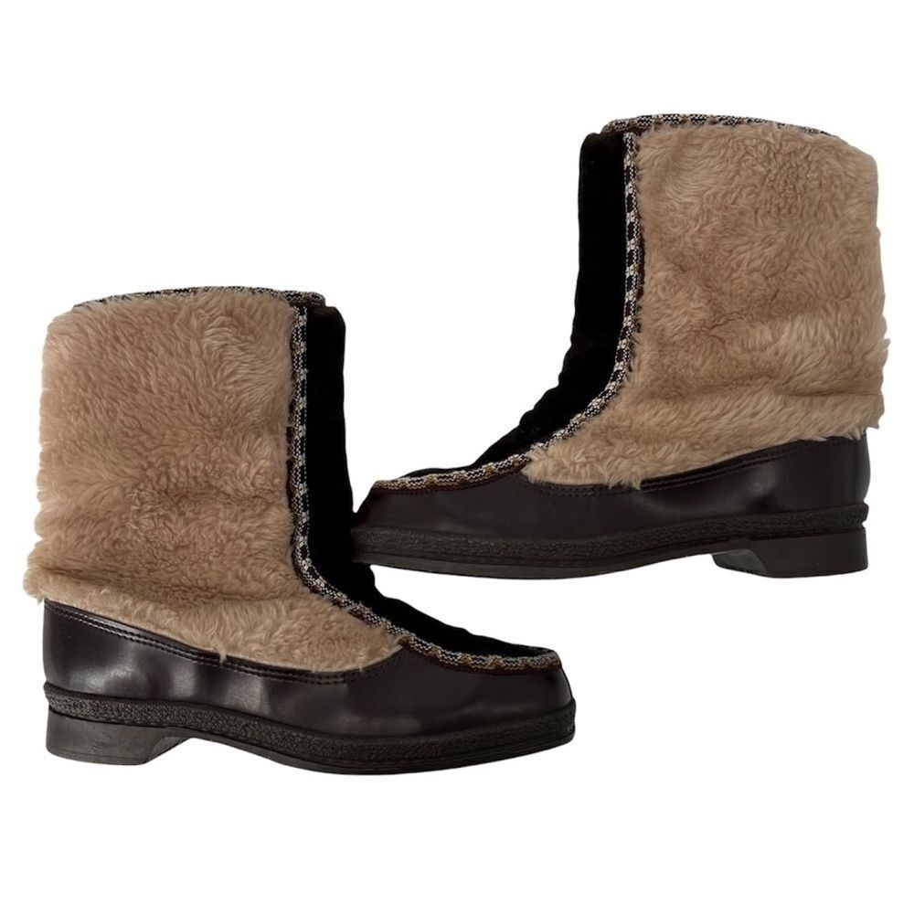 Quoddy Brown &‎ Tans Faux Fur Snow Ski Moccasin Boots Womens 8